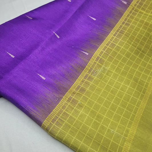 Royal Purple & Green – Handloom Saree with Checked Pallu and Striped Body | G1-003