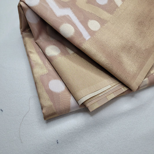 Dusty Rose Linen Saree with Geometric Prints | P2-001