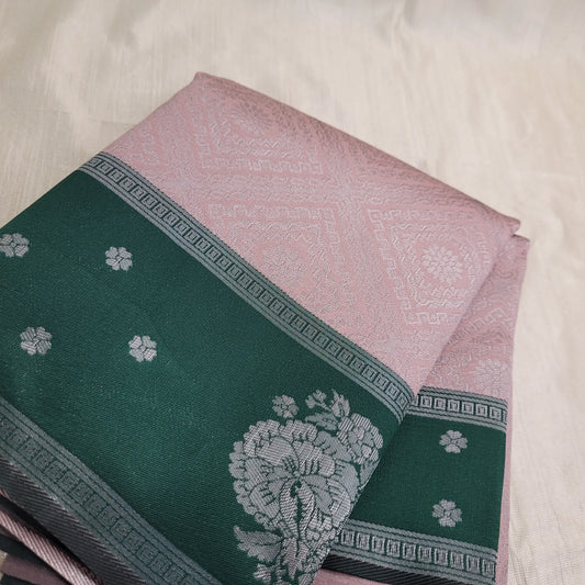 Art Silk Saree with Woven Body and Forest Green Pallu | M2-001