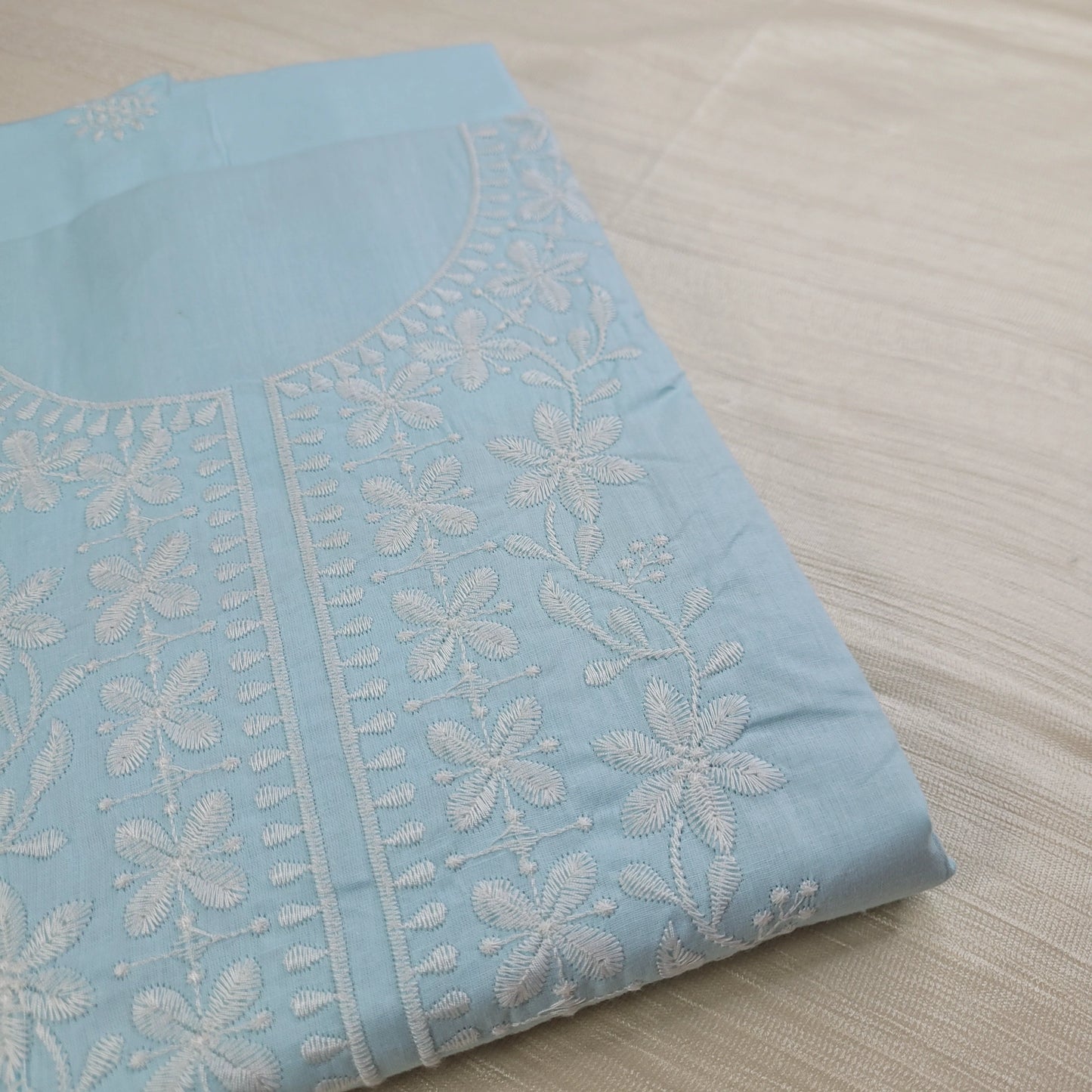Light Blue Embroidered Unstitched Suit Set | T0-002