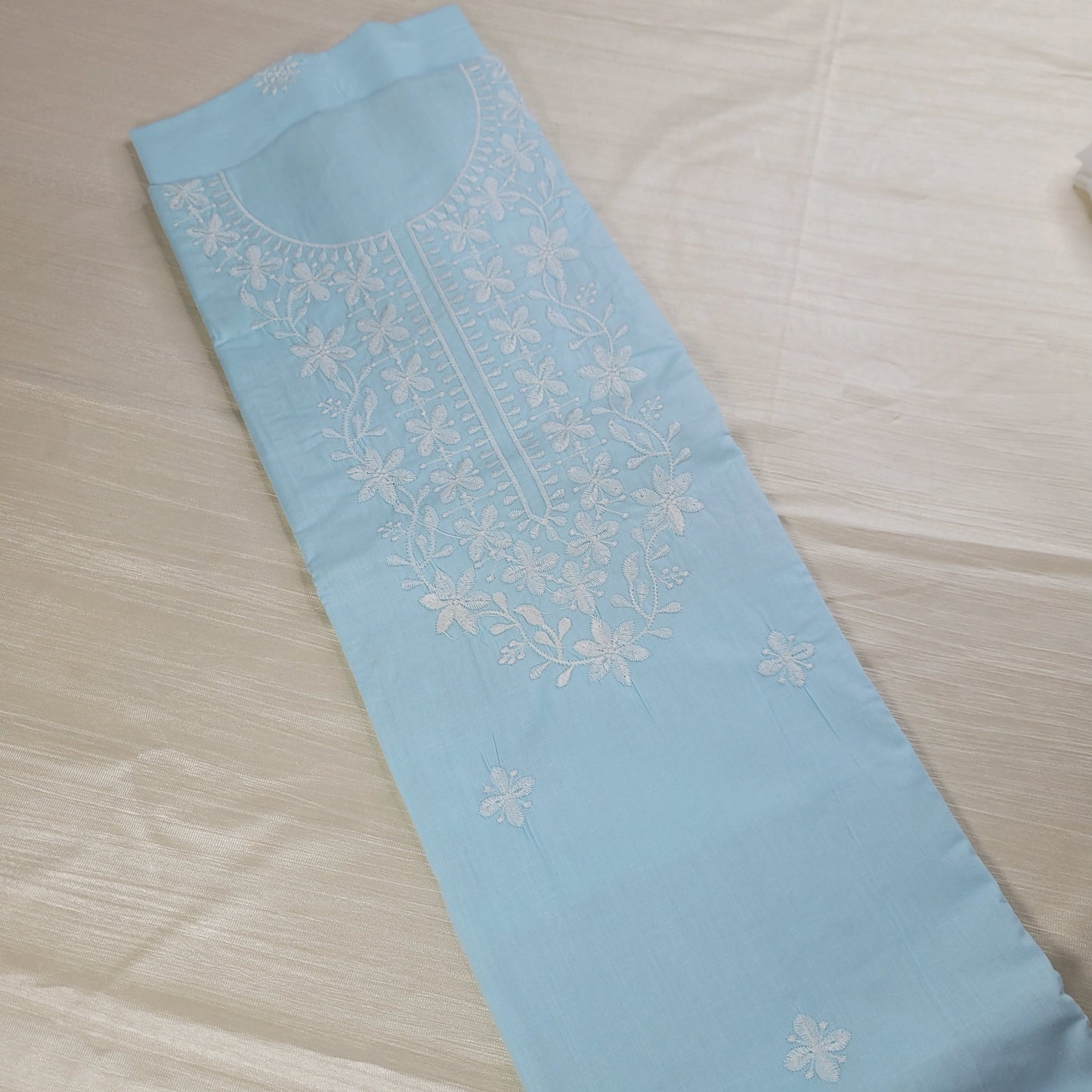 Light Blue Embroidered Unstitched Suit Set | T0-002