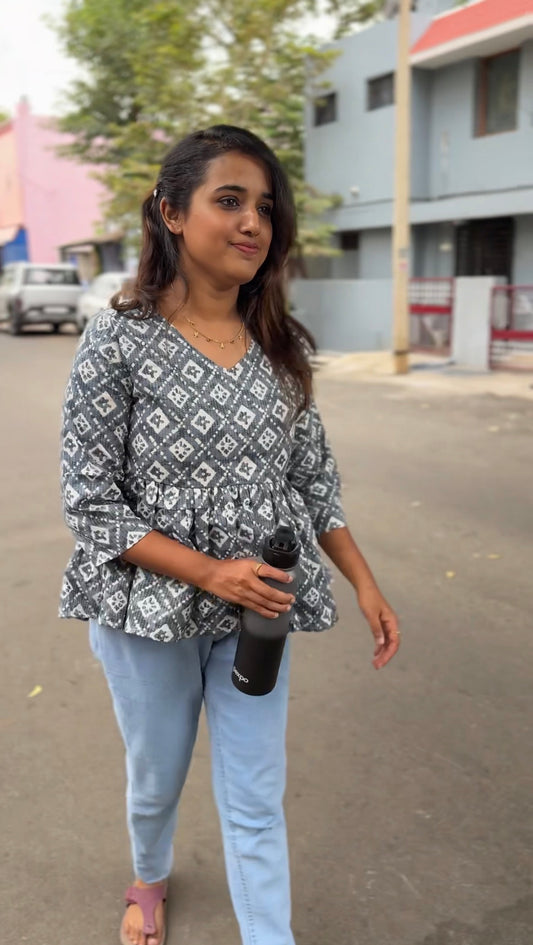 Custom-Made Bluish Grey Short Kurtis | USK-M2O-005