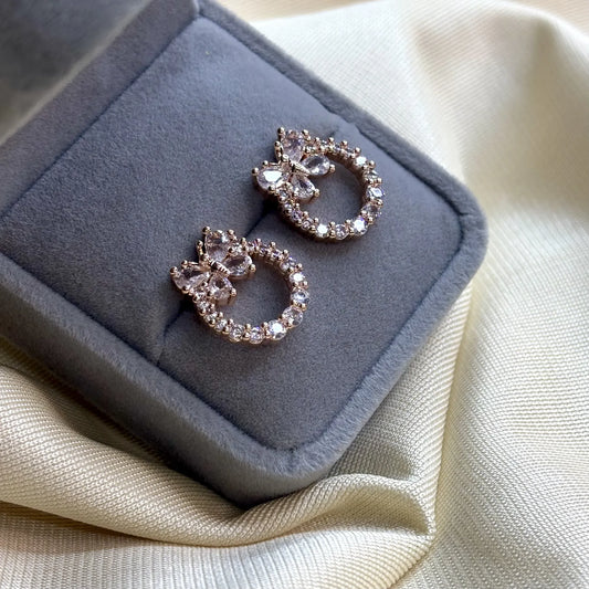 Crystal Butterfly Loop Earrings (Rose Gold Finish) | ER-T1-006