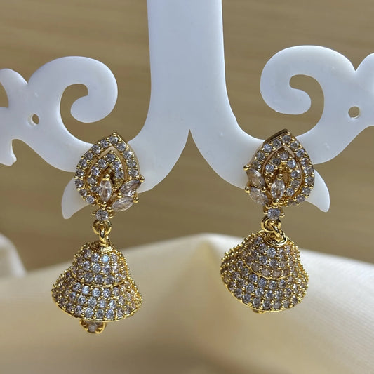 Elegant White Leaves and Pearl Drop Jhumkas | ER-T1-019