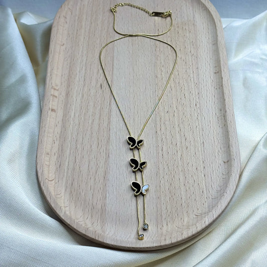 Triple Butterfly Y-Chain Necklace | NK-N2-006