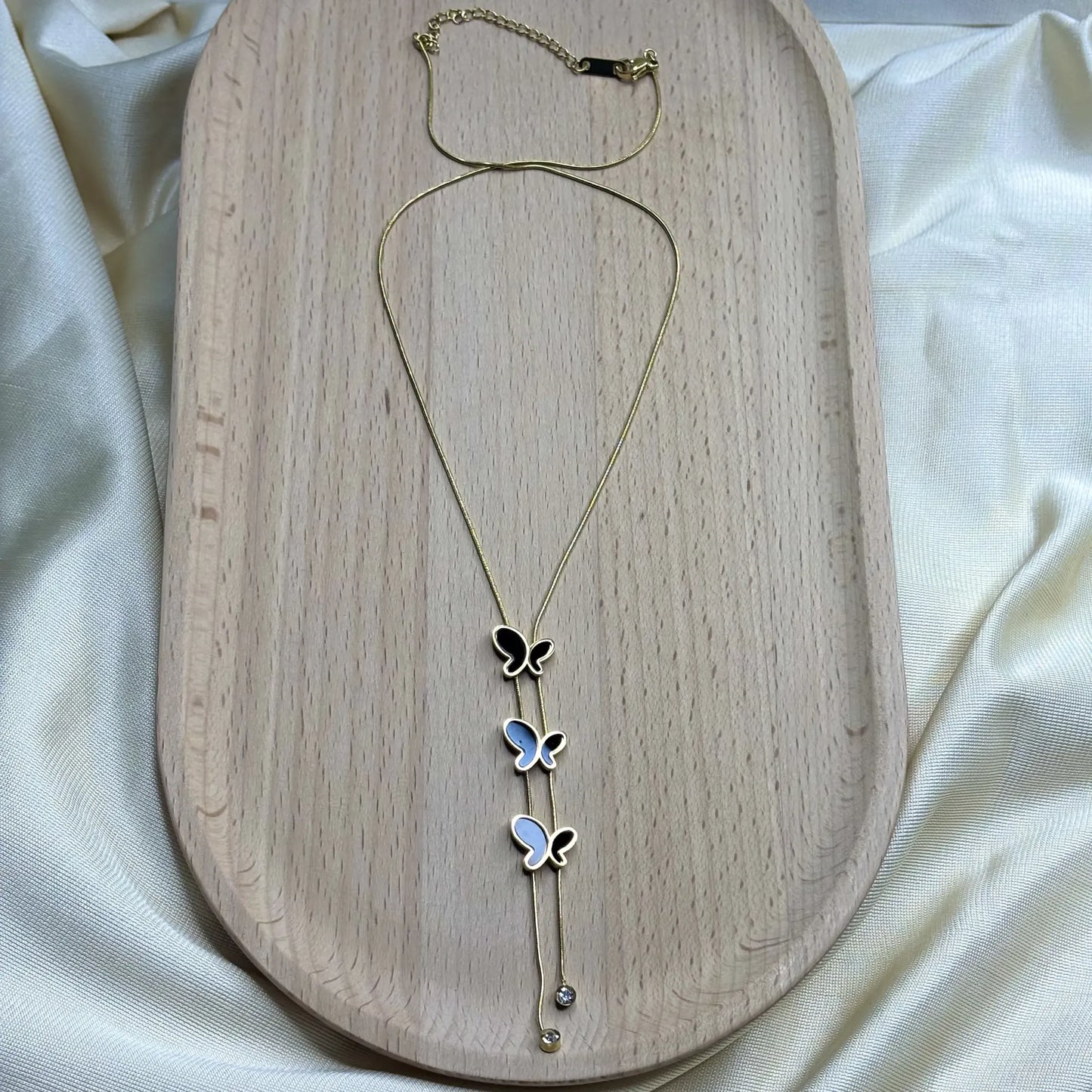 Triple Butterfly Y-Chain Necklace | NK-N2-006