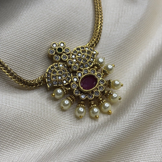 Temple Style Gold-Toned Necklace Set with Earrings | CS-B1-006