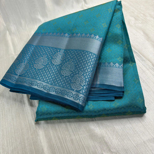 Devasena Teal Dreams – Chitt Pallu Ambose Silk Saree | M1-001