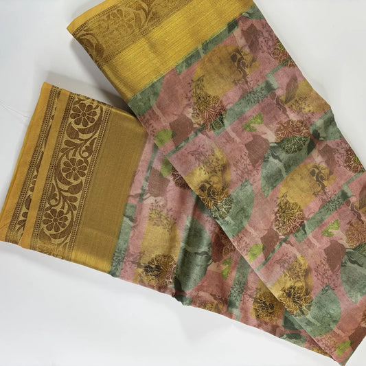 Pastel Medley – Tussar Silk Saree with Digital Prints and Butta Pallu | L4-001