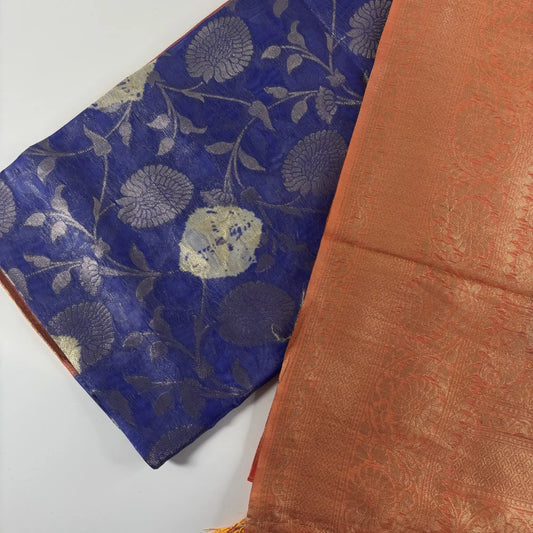 Regal Contrast – Fancy Saree with Tissue-Like Fabric and Nakshatra Pallu | S3-004