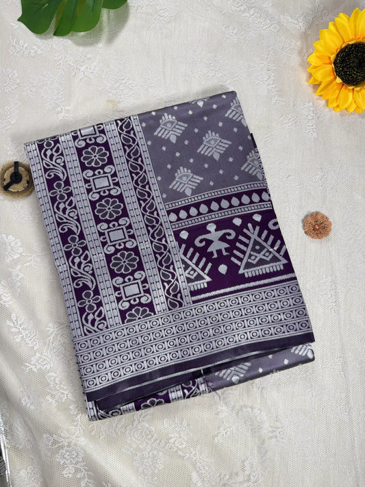 Winter Silk - Rich Purple Cotton Silk Saree with Silver Zari work