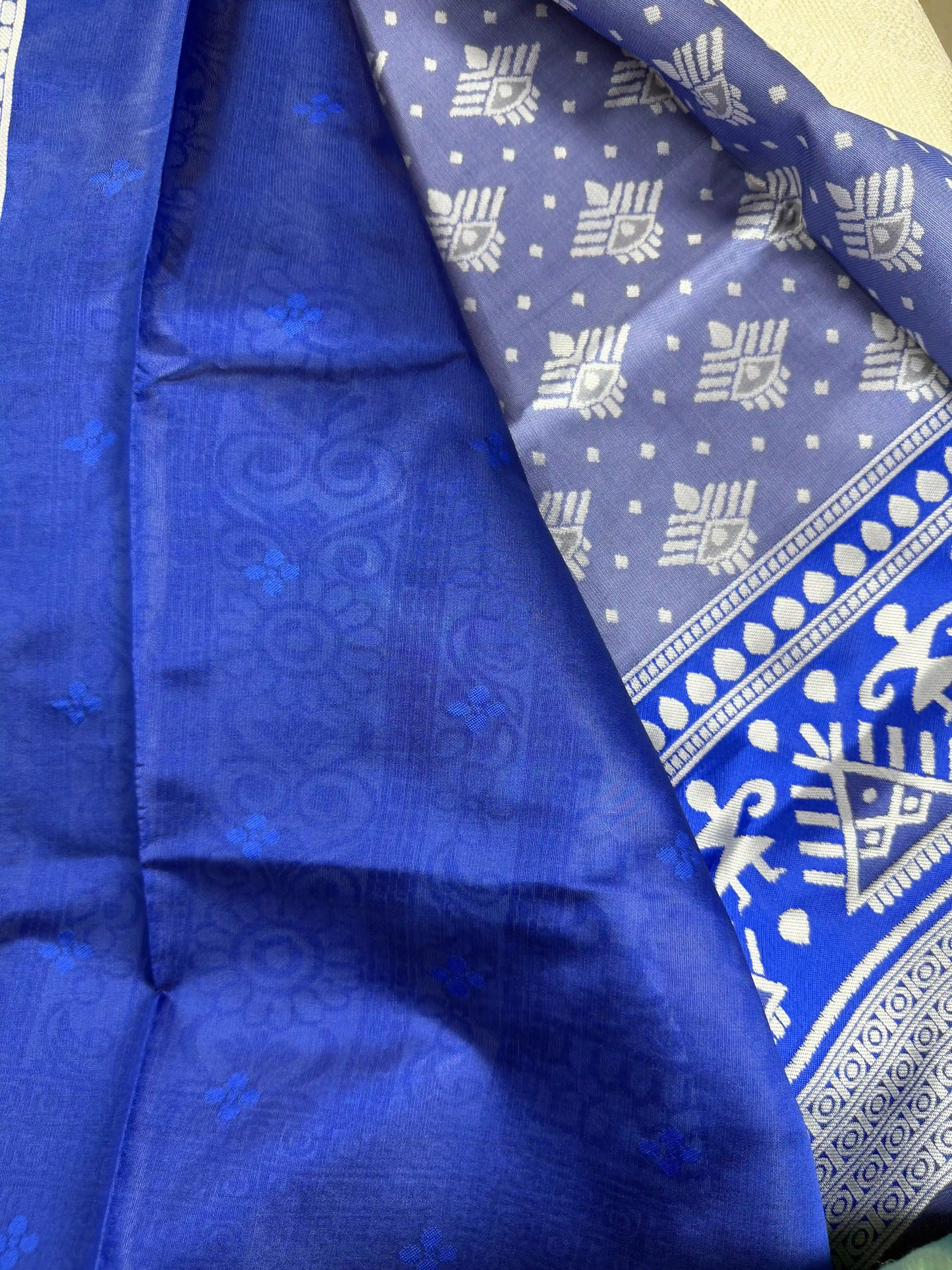 Winter Silk - Royal Blue Cotton Silk Saree with Silver Zari work