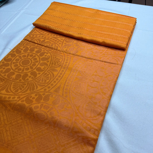 Vibrant Orange – Soft Silk Saree with Woven Paisley Motifs -SKU: H2-003