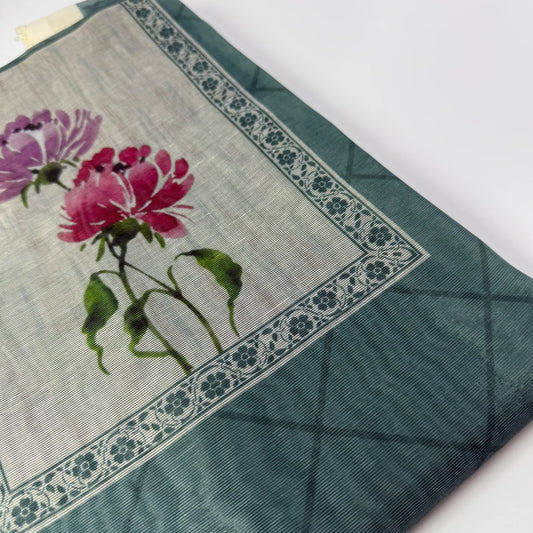 Unstitched Elegant Teal Floral Suit Set -R0-004