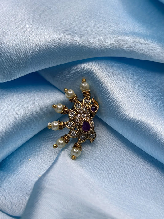 Peacock & Pearl Cluster Stud Earrings (SKU: B5-T-005)