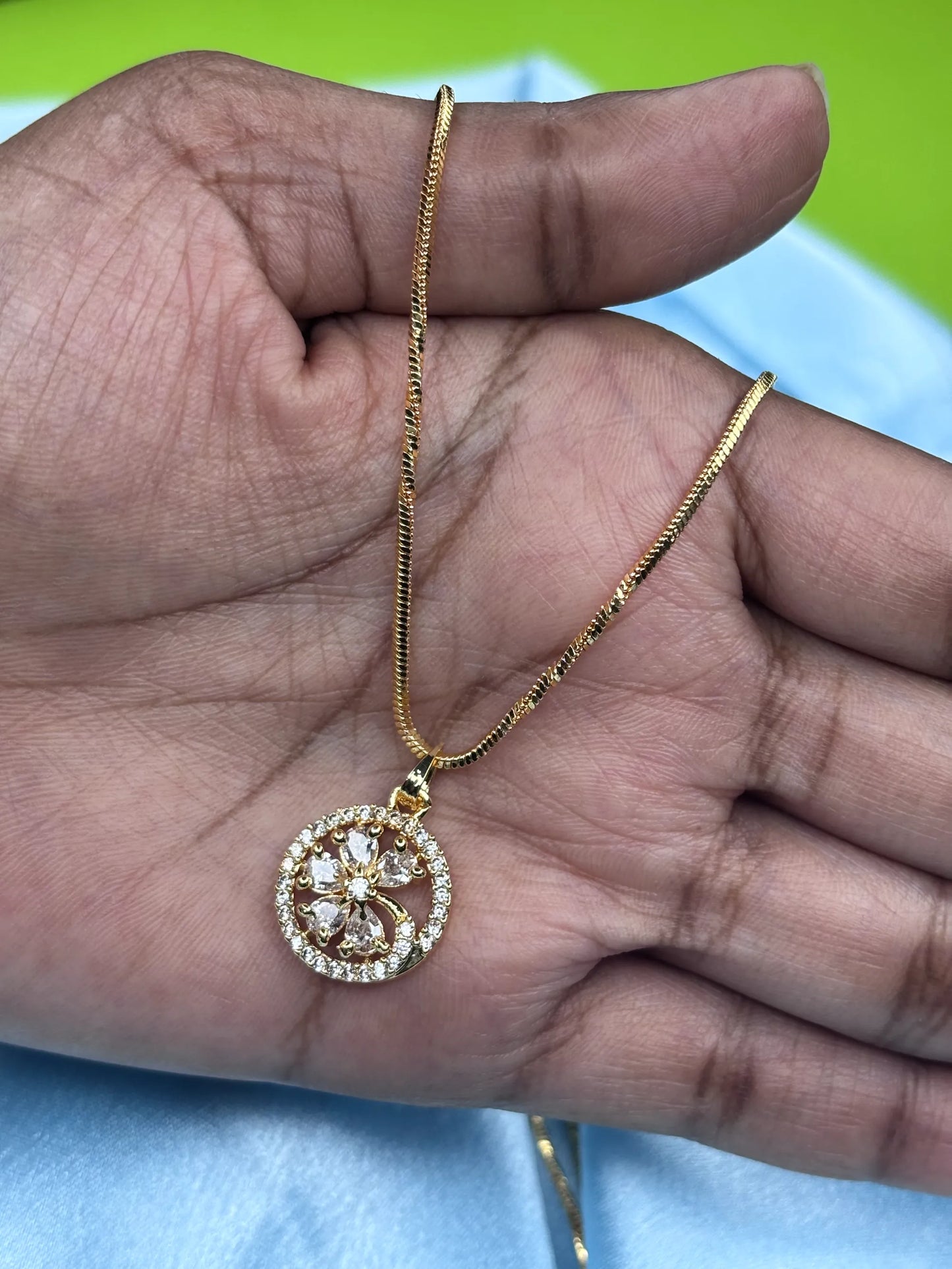 Delicate Floral Pendant with Chain (SKU: B5-SC-001)