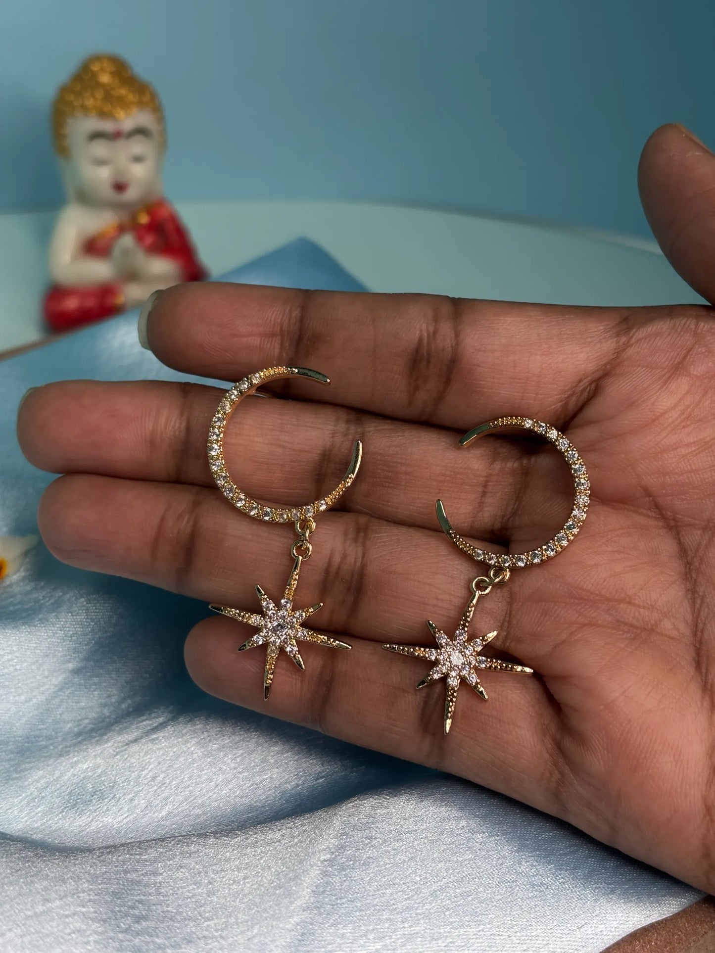 Star & Crescent Moon Drop Earrings (SKU: B4-ER-010)