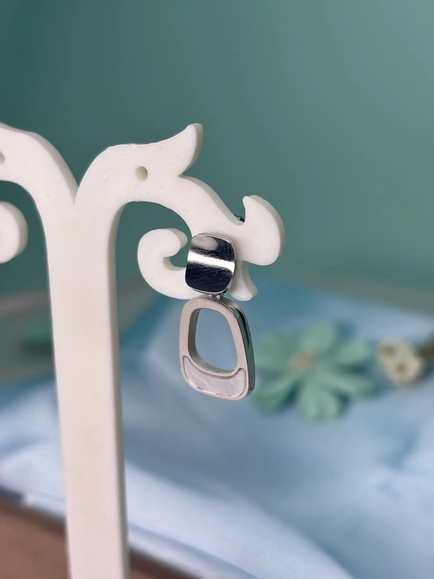 Silver-Toned Modern Drop Earrings (SKU: B4-ER-022)