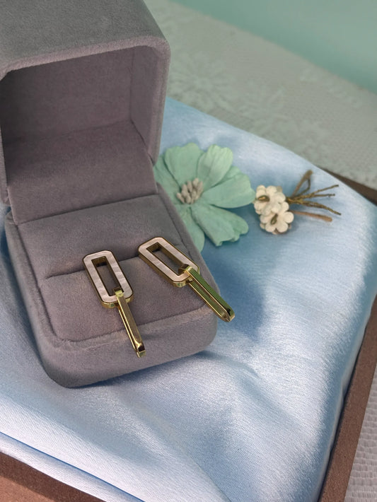 Rectangular Enamel & Gold Drop Earrings (SKU: B4-ER-025)