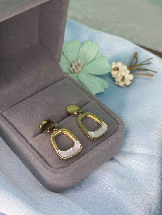 Modern Gold & Mother of Pearl Earrings (SKU: B4-ER-026)