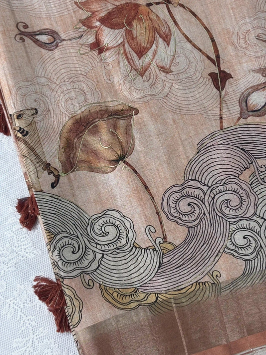 Manipuri Silk Saree with Pichwai Print (SKU: L2-002)