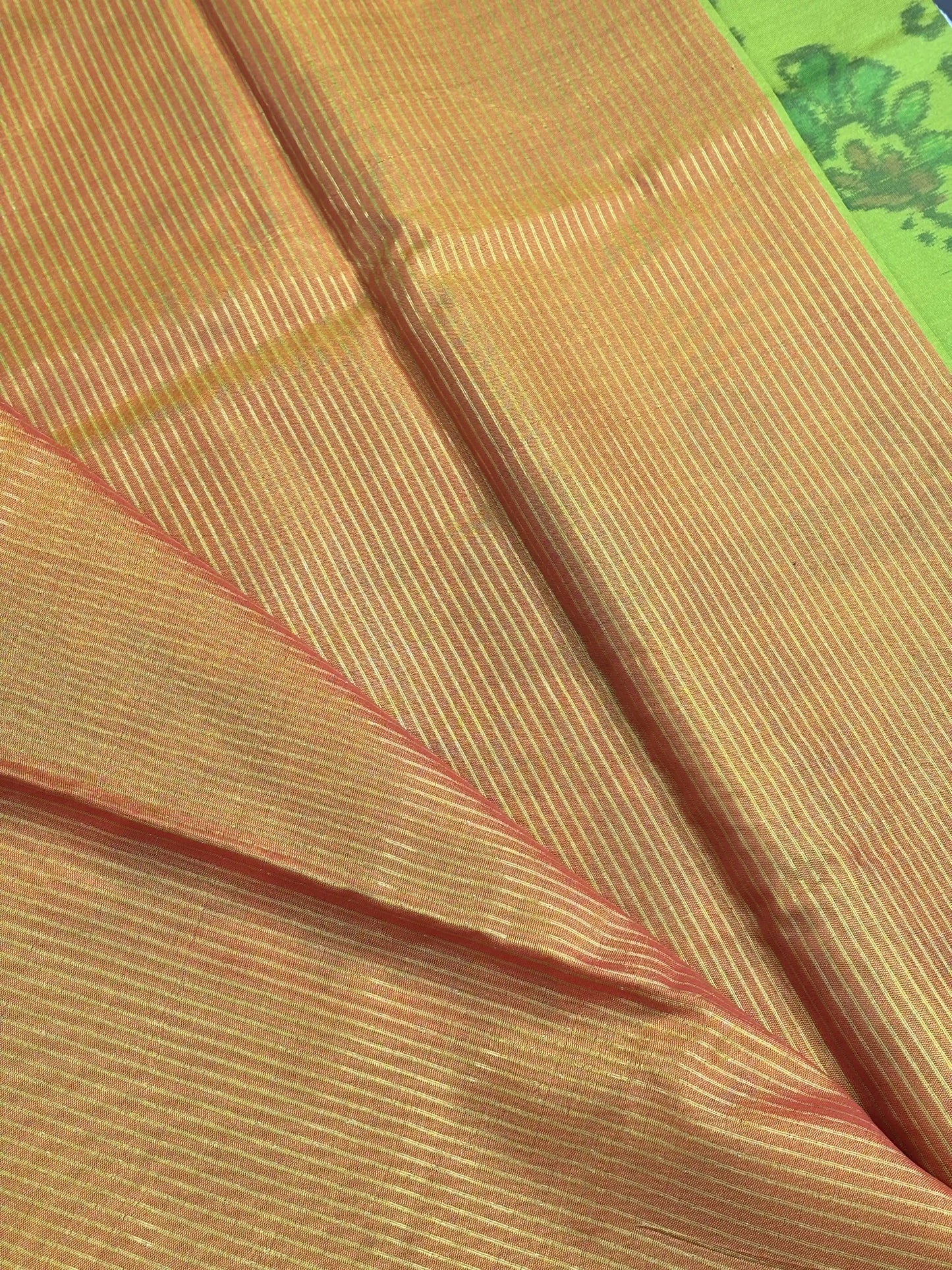 Green Floral Print - Pochampalli Soft Silk Saree