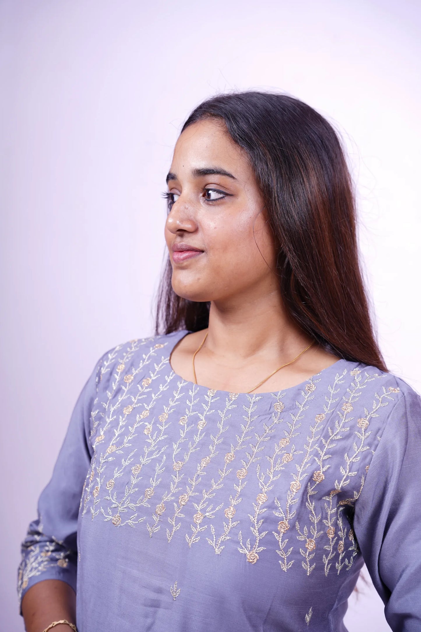 Elegant Lavender Embroidered Kurthi| Co-ords |R2-005