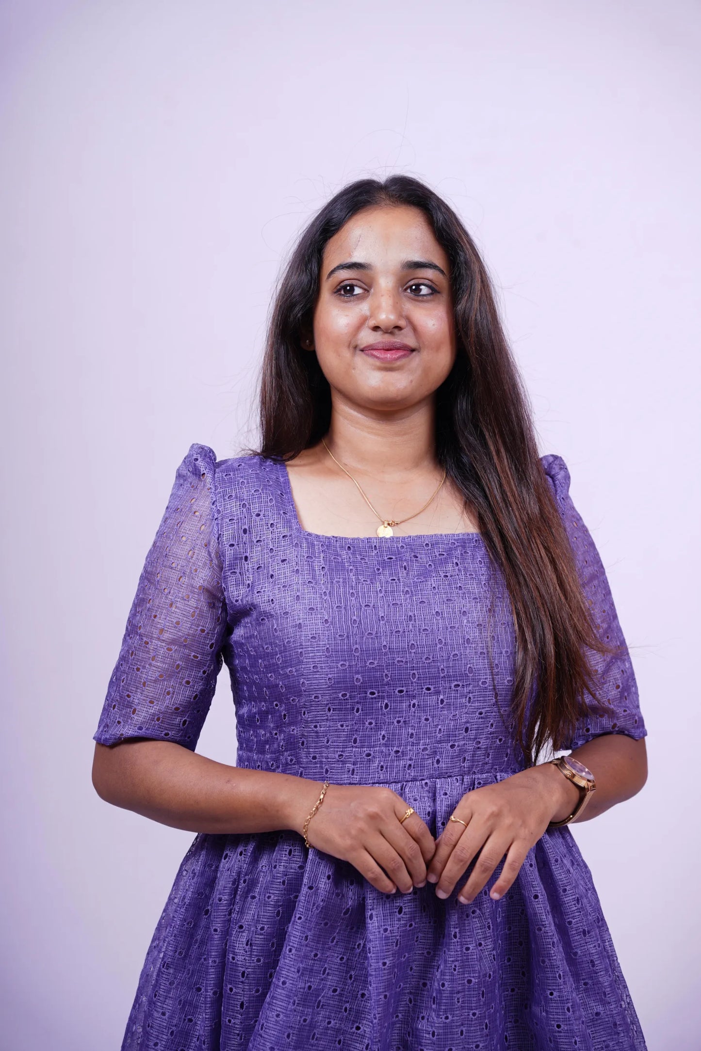 Custom-Made Deep Lavender Hakoba Kurti | USK-M2O-004