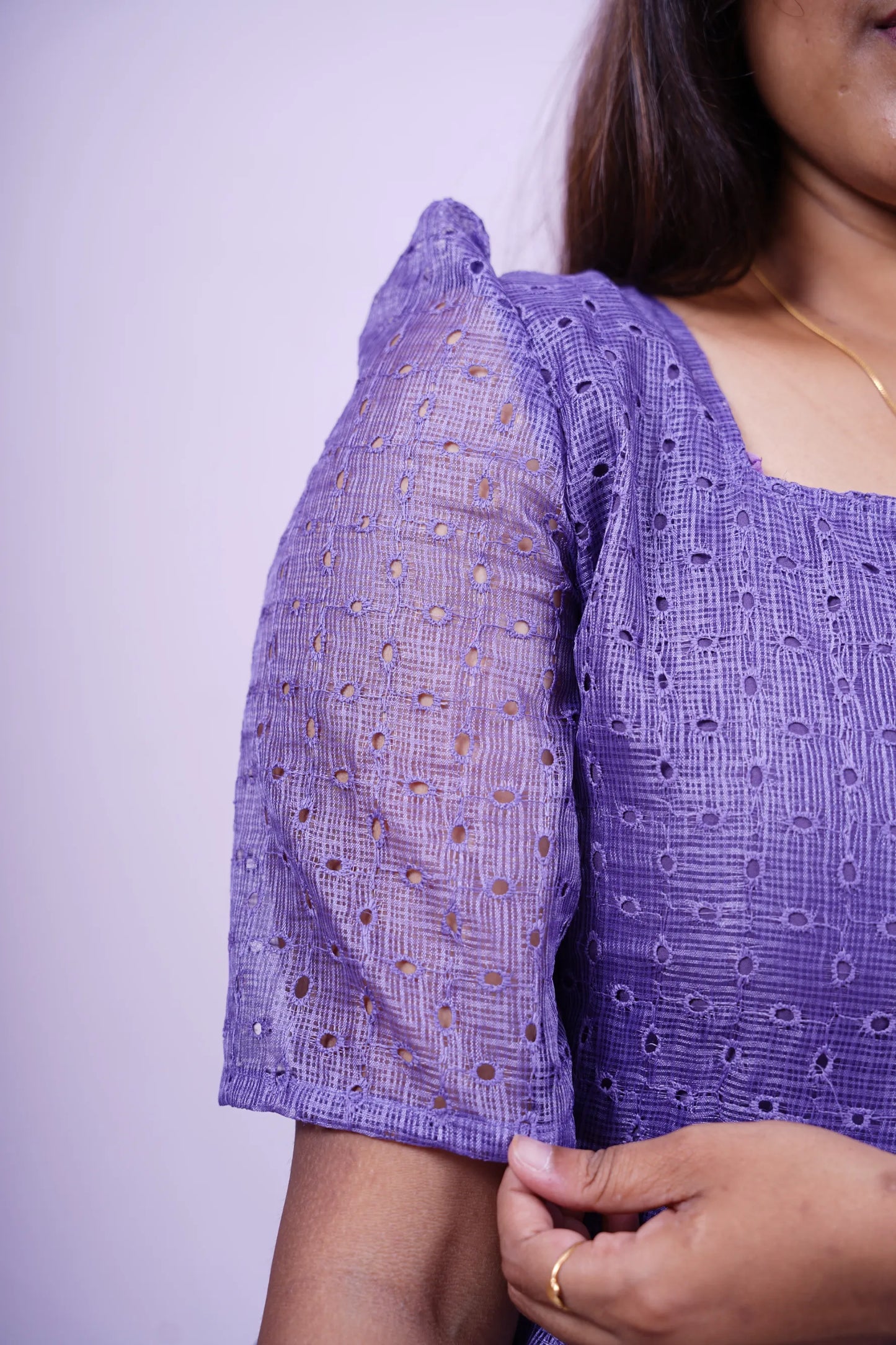 Custom-Made Deep Lavender Hakoba Kurti | USK-M2O-004
