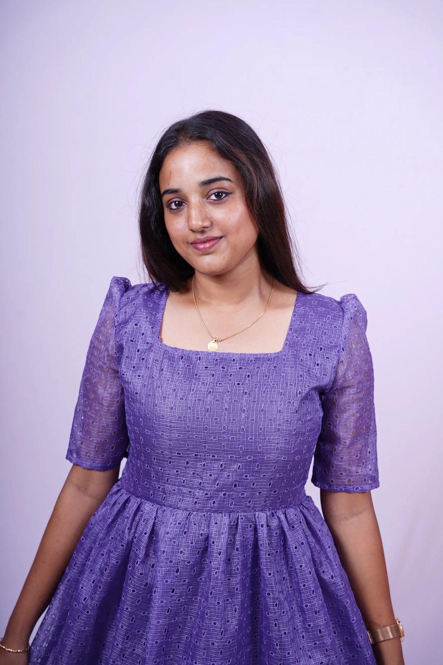 Custom-Made Deep Lavender Hakoba Kurti | USK-M2O-004