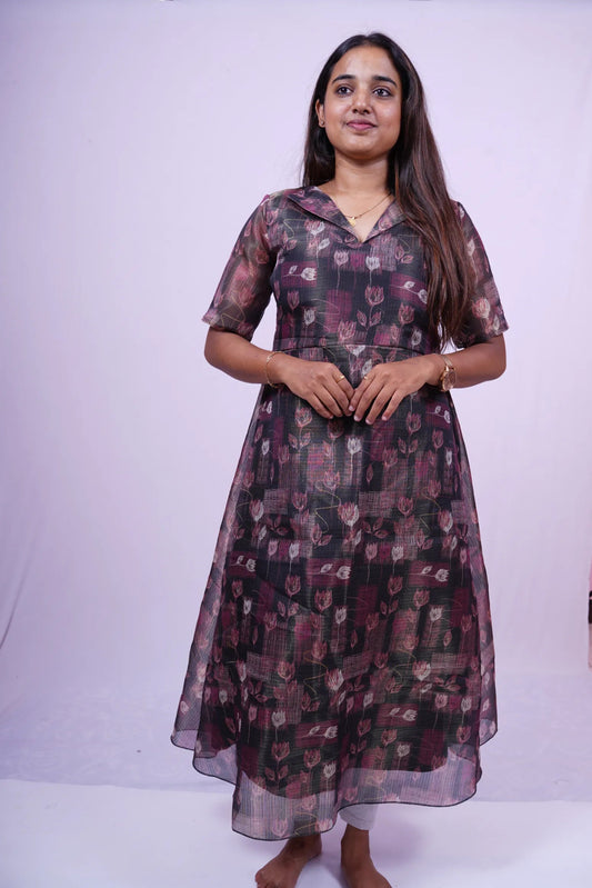 Custom-Made Brown Organza Kurti | USK-M2O-002