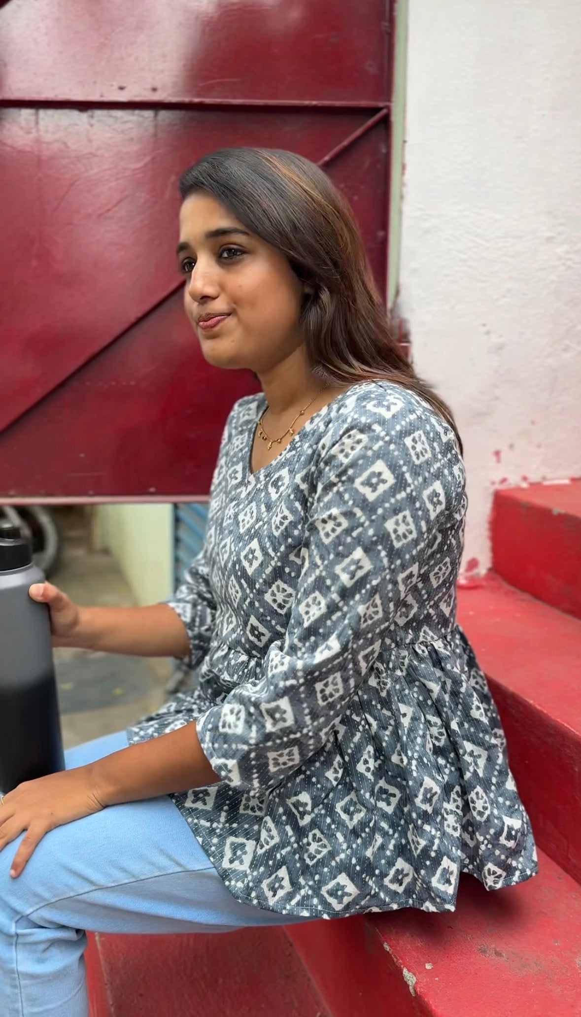 Custom-Made Bluish Grey Short Kurtis | USK-M2O-005