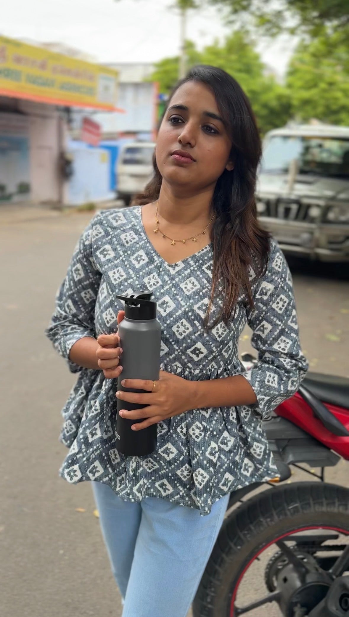 Custom-Made Bluish Grey Short Kurtis | USK-M2O-005