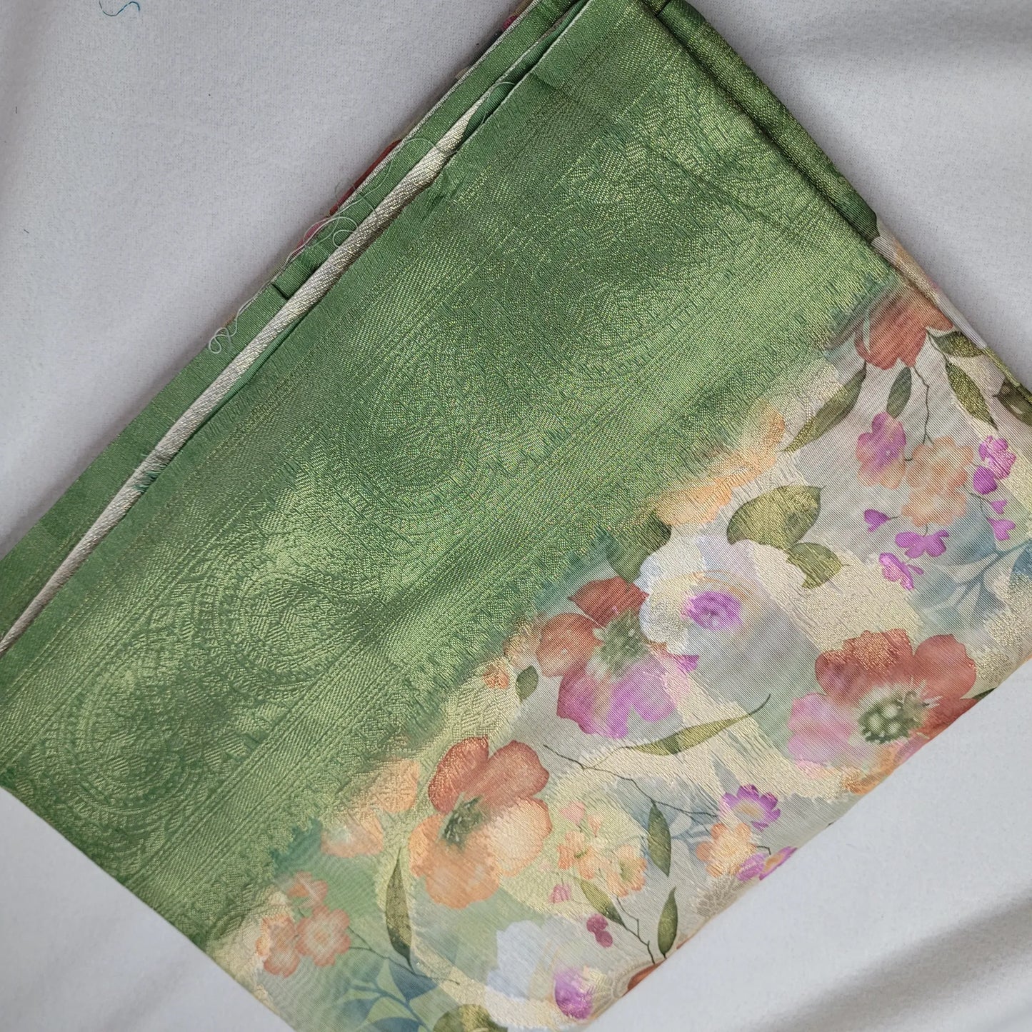 Garden Serenity – Fancy Saree with Digital Floral Print and Woven Green Pallu | N4-001