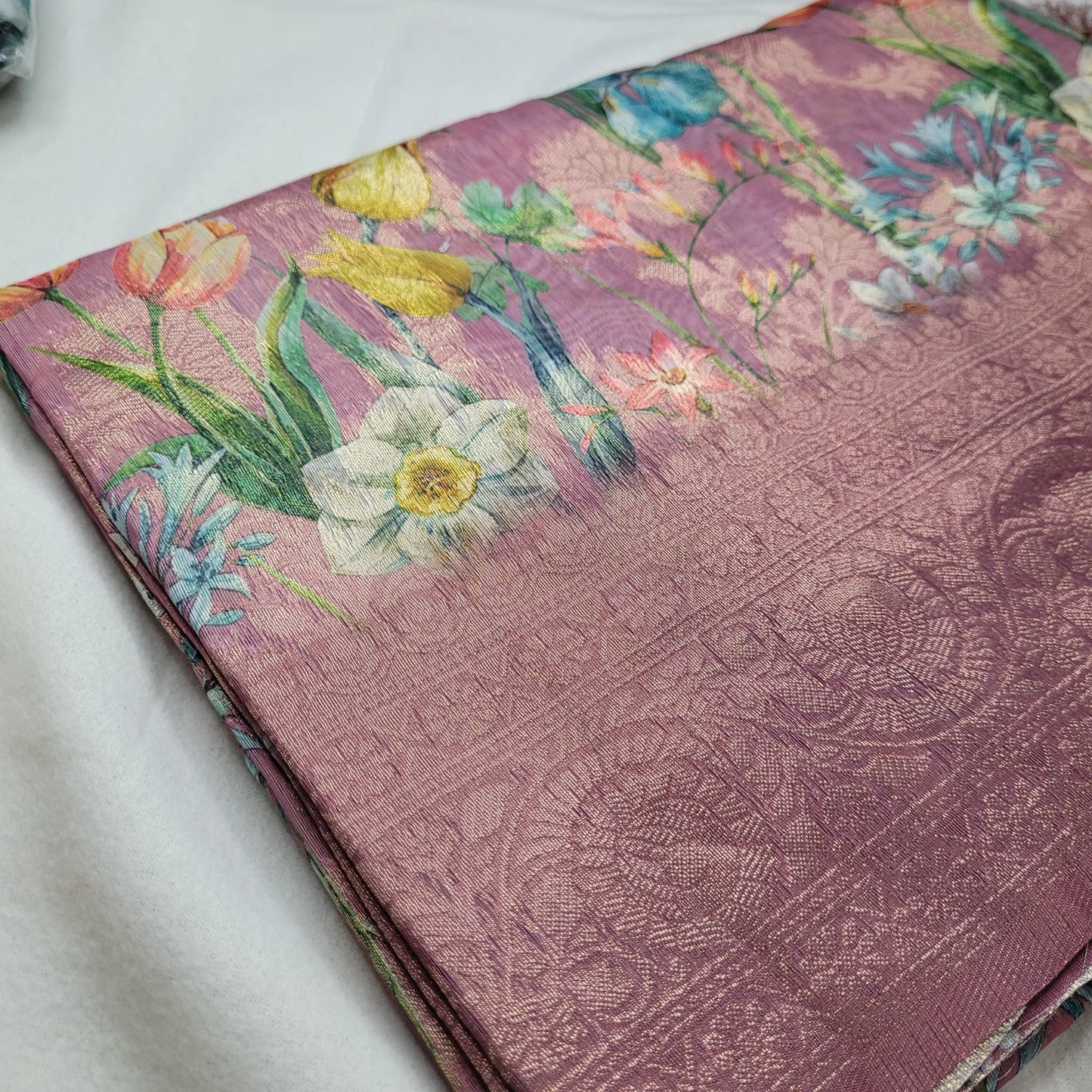 Floral Reverie – Fancy Saree with Digital Floral Print and Woven Border | N4-002