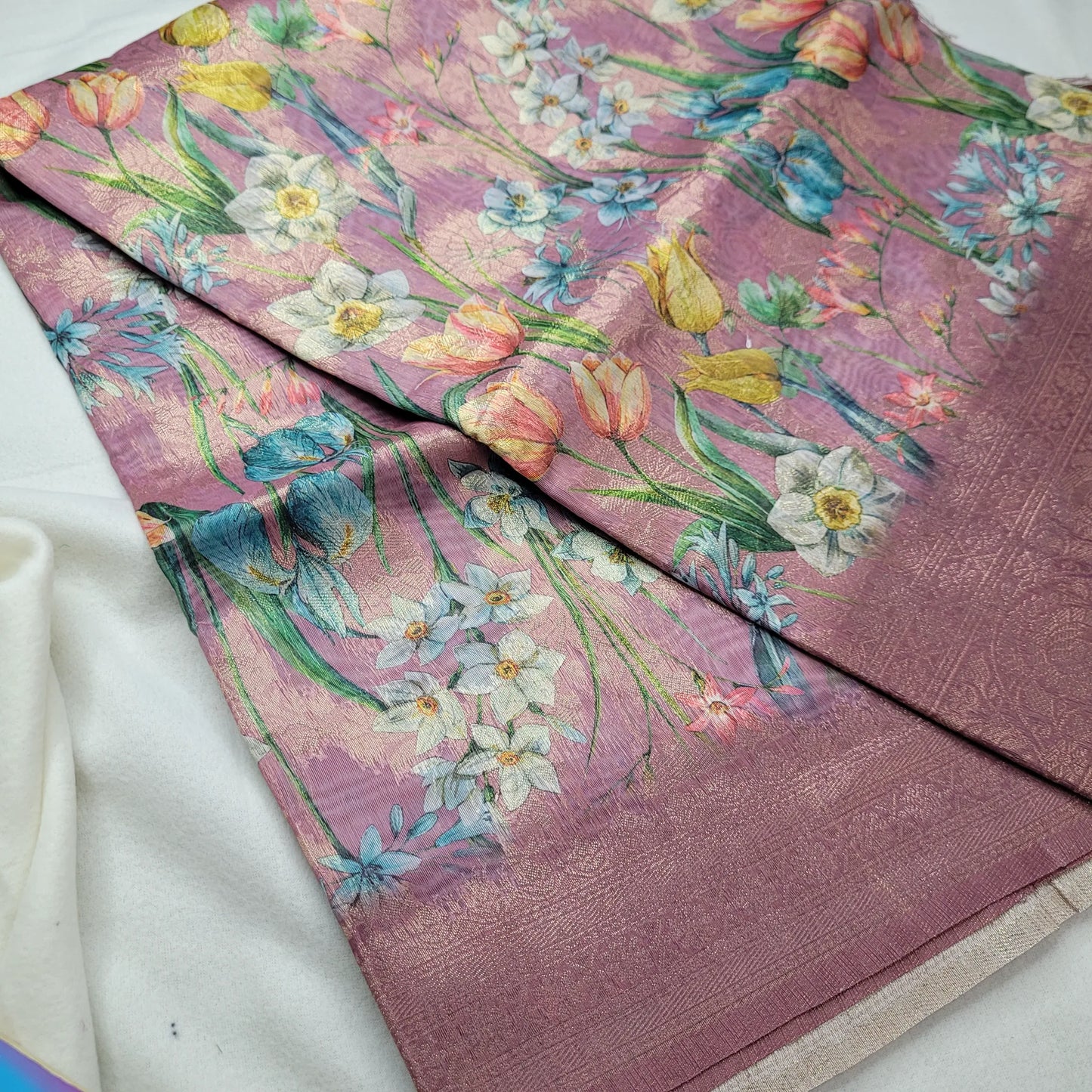 Floral Reverie – Fancy Saree with Digital Floral Print and Woven Border | N4-002