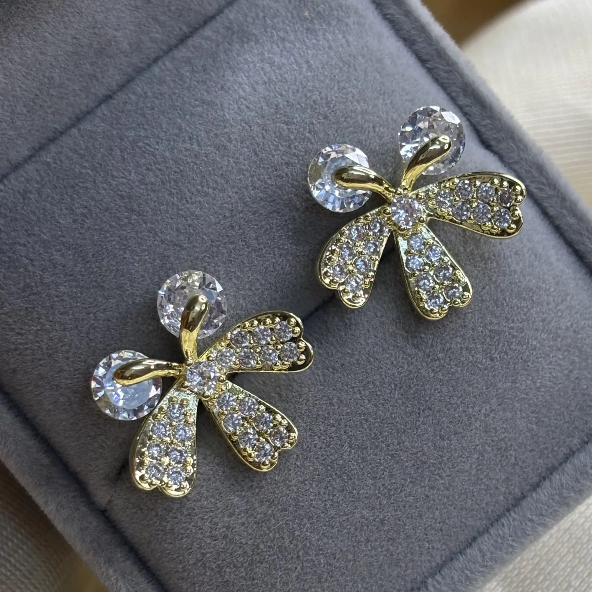 Gold-Toned Butterfly Bloom Stud Earrings | ER-T1-005