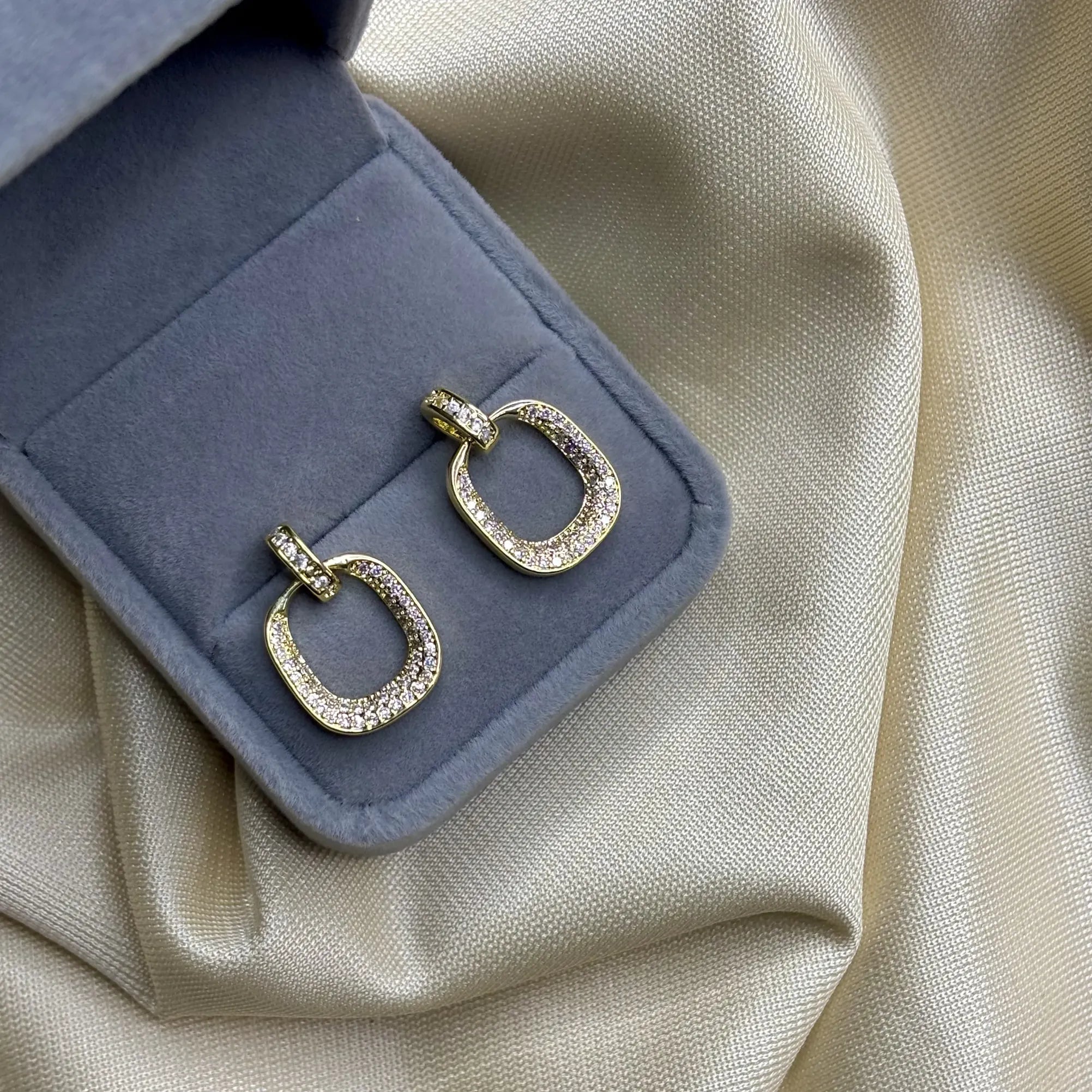 Glossy Gold Rectangular Drop Earrings | ER-T1-008
