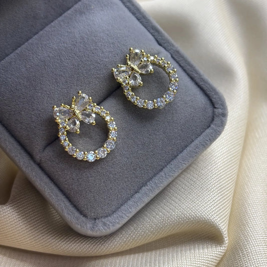 Crystal Butterfly Loop Earrings (Gold Finish) | ER-T1-009