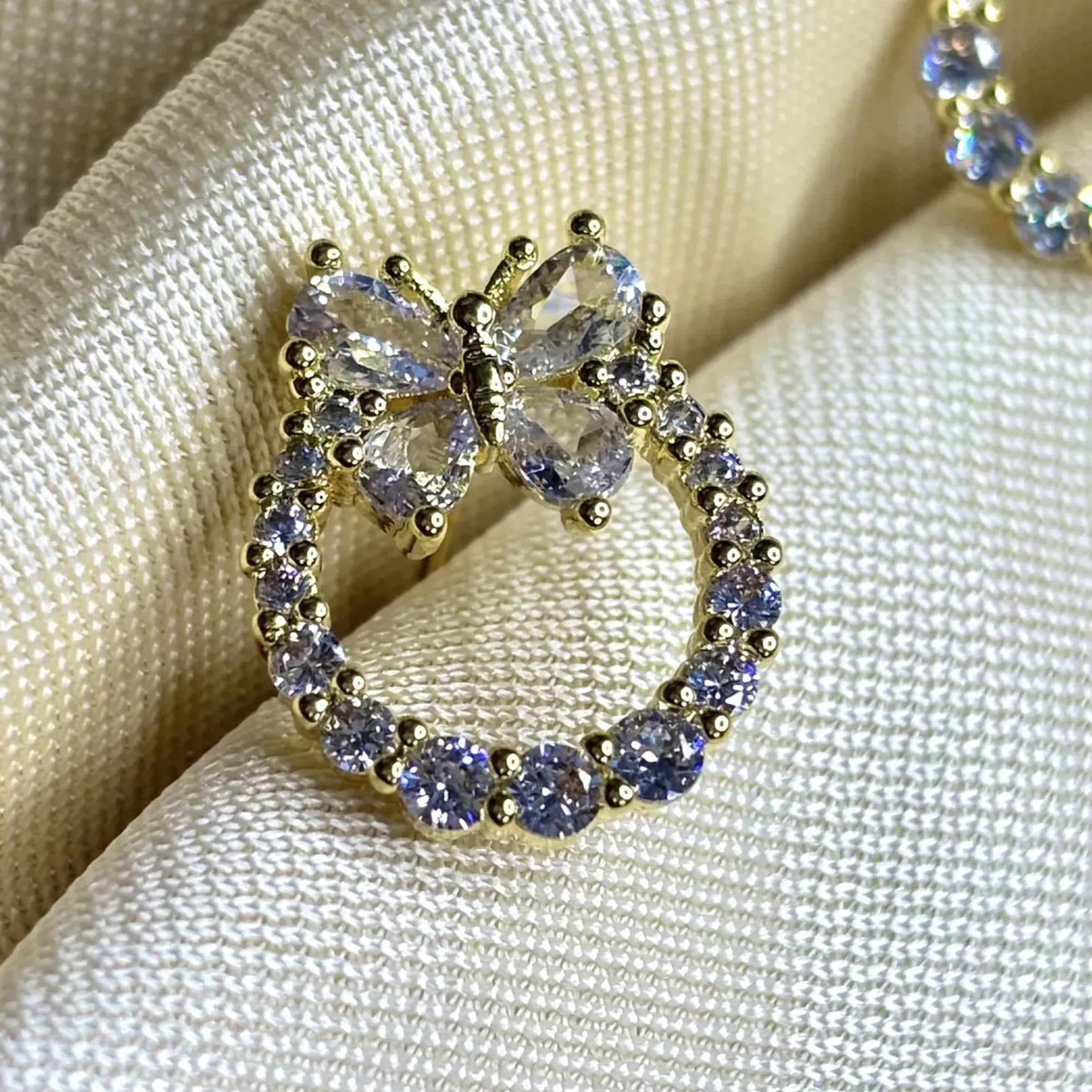 Crystal Butterfly Loop Earrings (Gold Finish) | ER-T1-009
