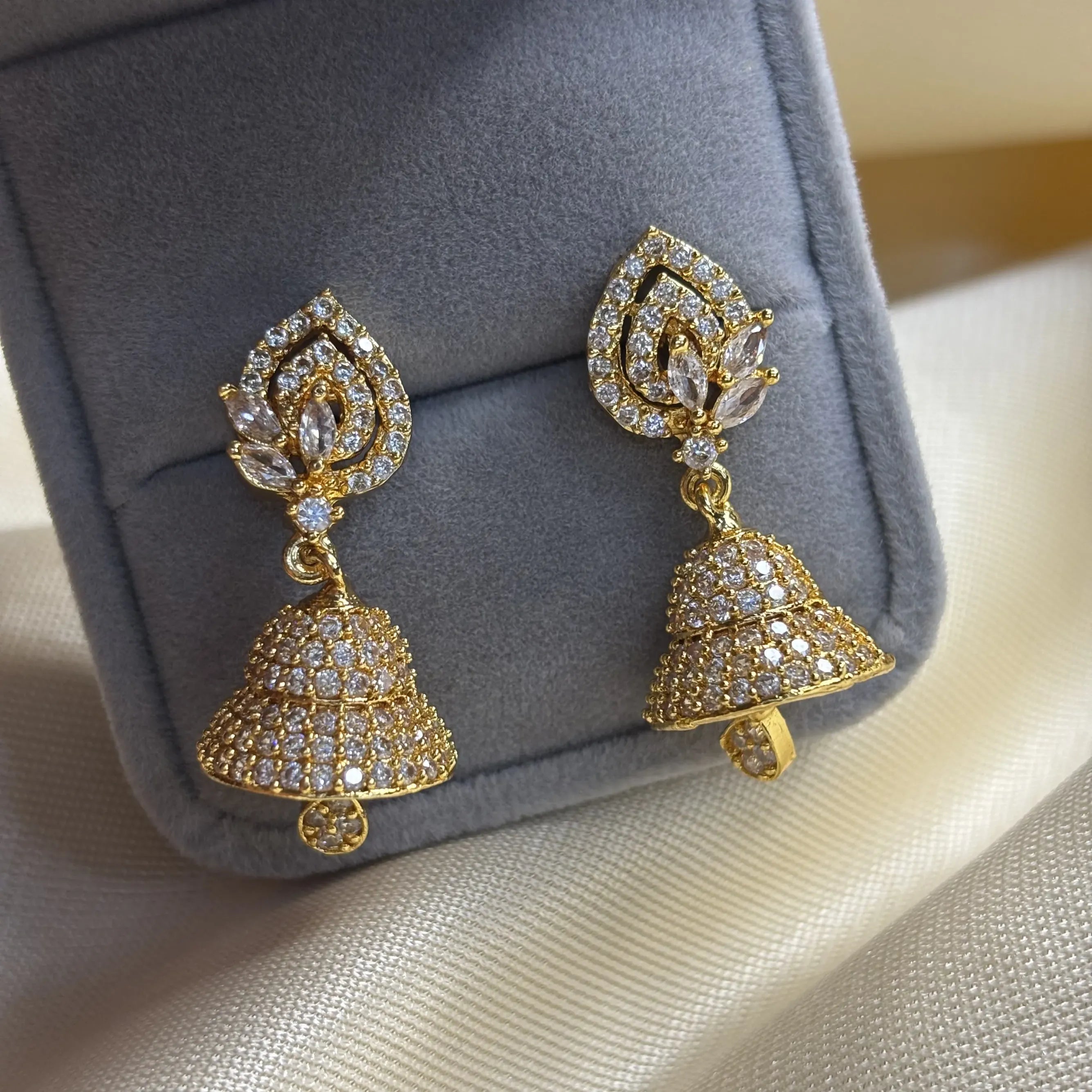 Elegant White Leaves and Pearl Drop Jhumkas | ER-T1-019