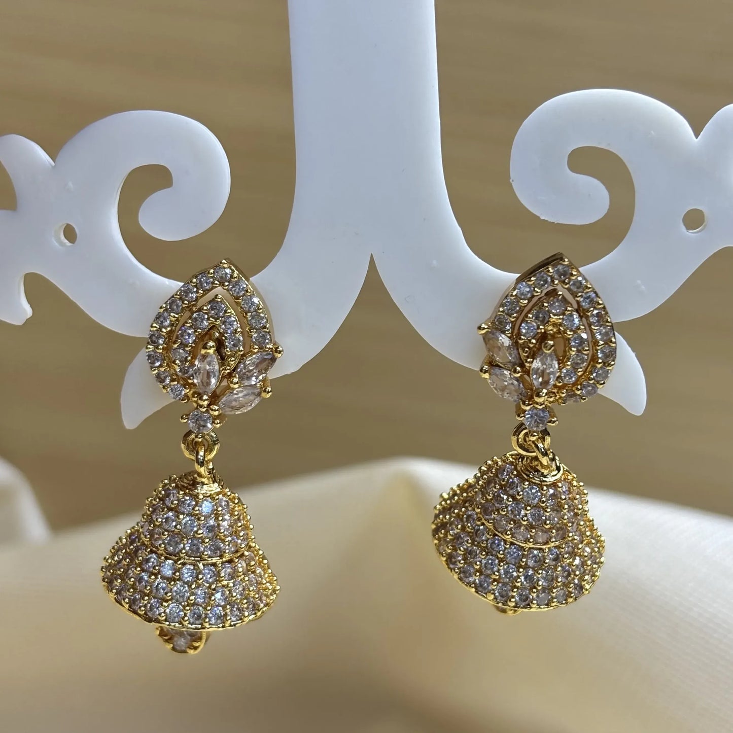 Elegant White Leaves and Pearl Drop Jhumkas | ER-T1-019