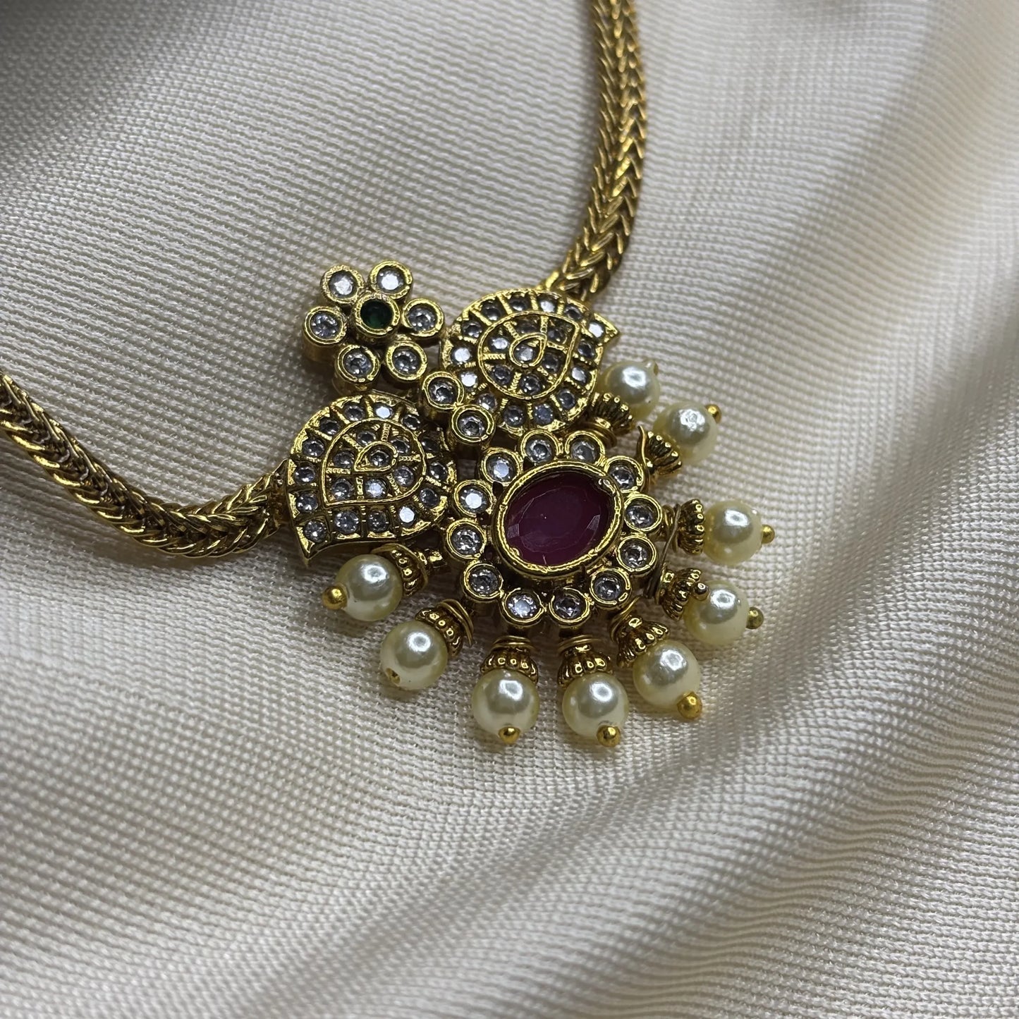 Temple Style Gold-Toned Necklace Set with Earrings | CS-B1-006