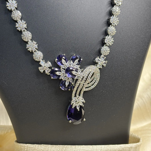 Midnight Violet Drop Necklace Set with Earrings | CS-B1-021