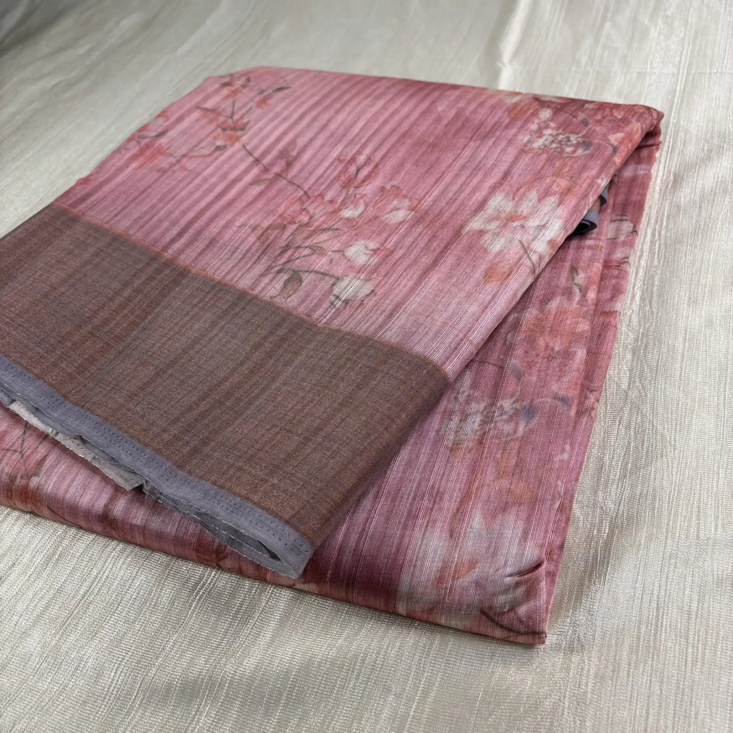 Mauve Floral Matka Saree – Chitt Pallu Digital Print (K0-001)