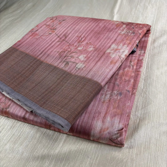Mauve Floral Matka Saree – Chitt Pallu Digital Print (K0-001)