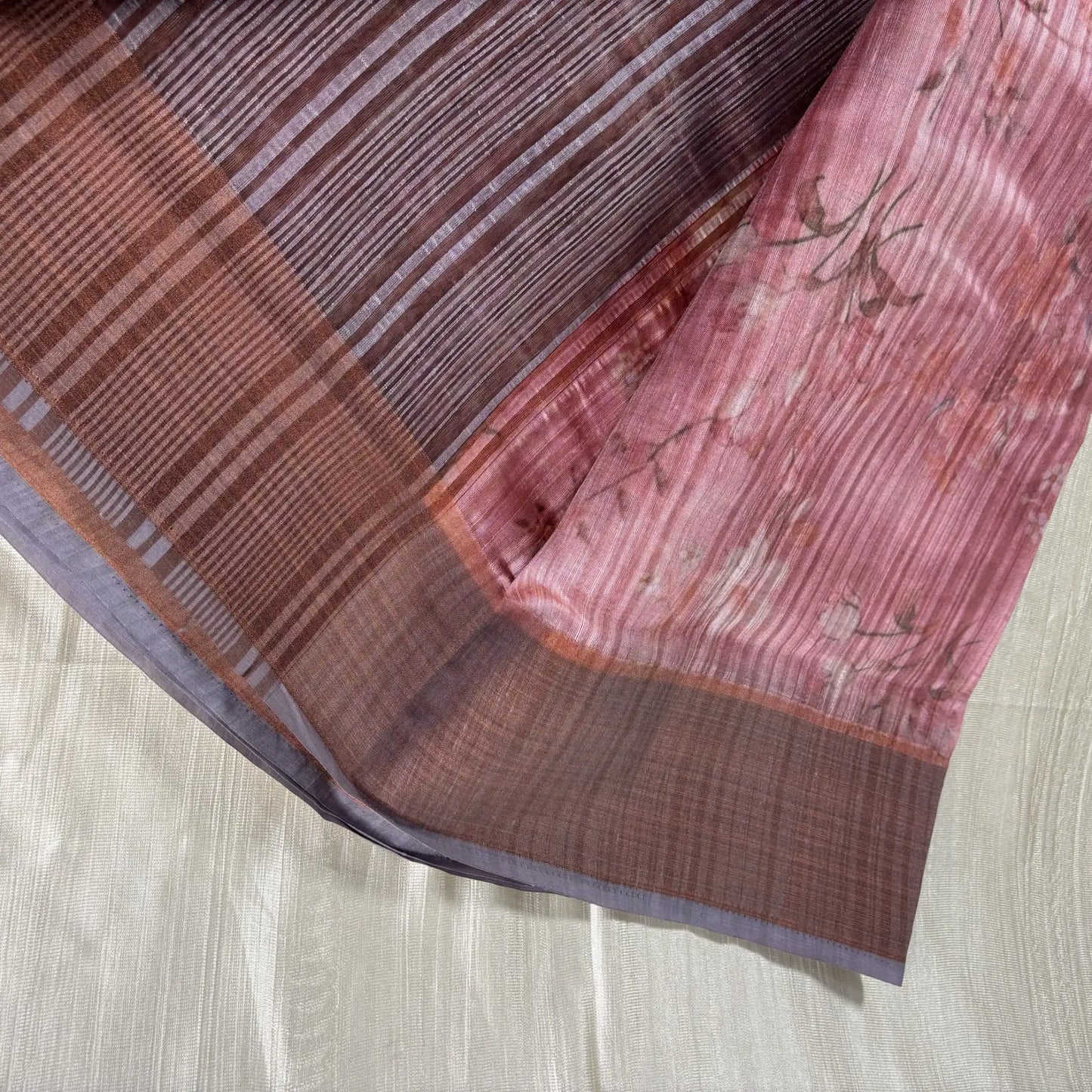 Mauve Floral Matka Saree – Chitt Pallu Digital Print (K0-001)