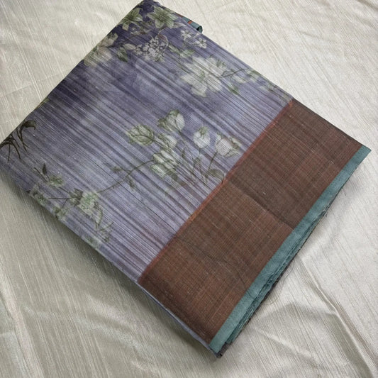 Lavender Mist Matka Saree with Sage Floral Blooms | K0-004