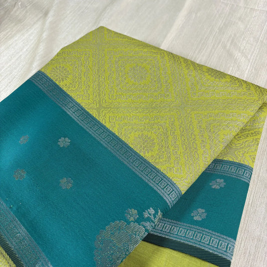 Verdant Glow Tassar Handloom Saree with Butta Pallu | M2-002