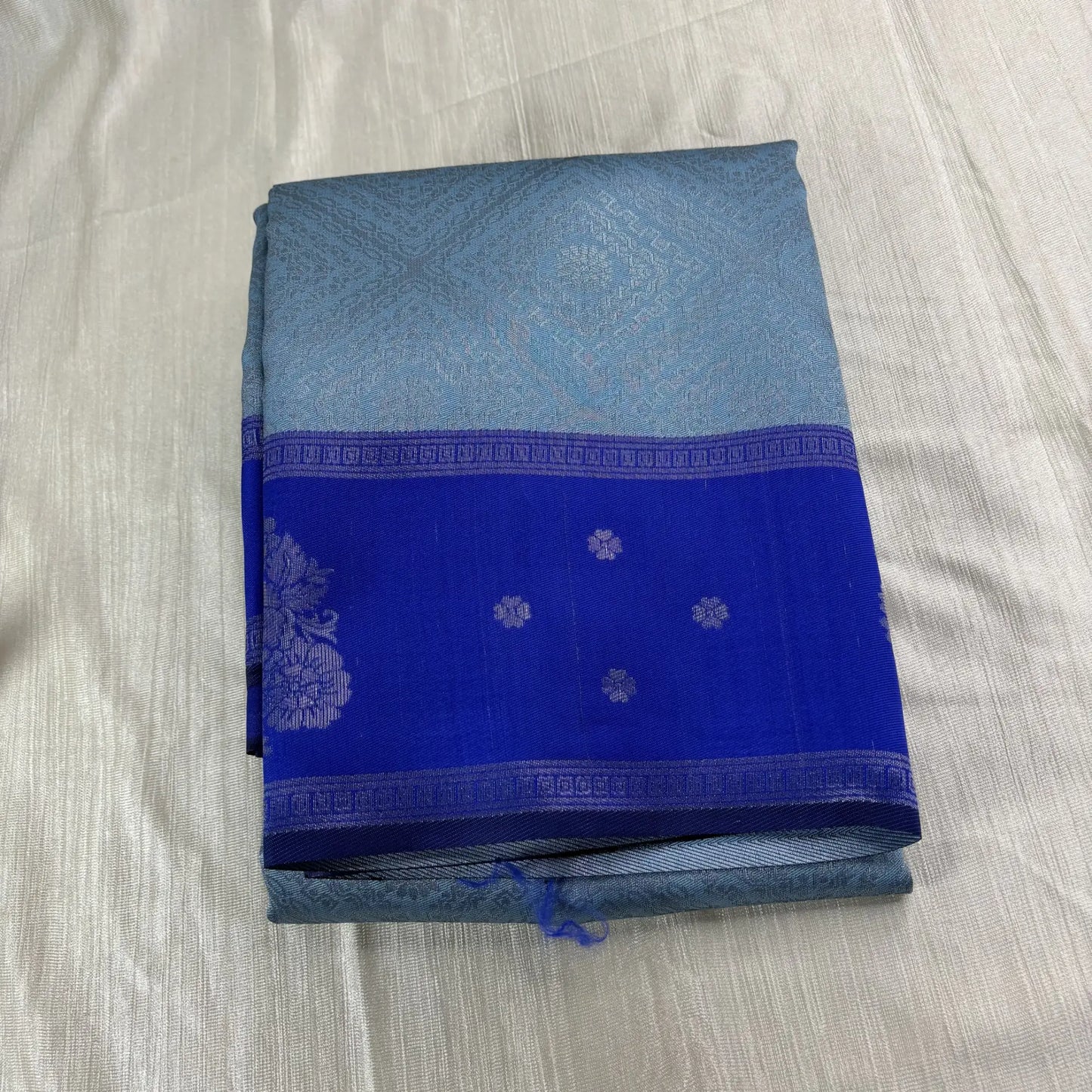 Silver Blue Serenity Saree with Royal Violet Pallu | M2-003